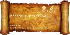 Mercse Cipriána névjegykártya